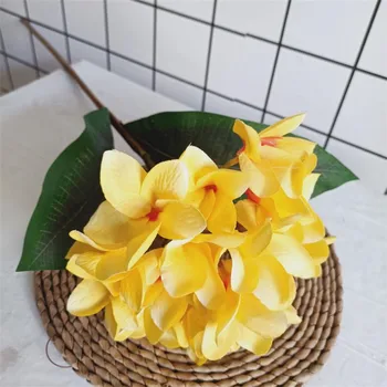 Unul Mătase Tulpina Lunga Floare Frangipani Ramură de Simulare Plumeria Rubra pentru Acasă Florale Nunta Decorative Decor Floral