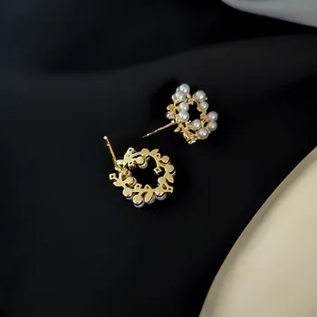 2019 Coreea de Noul Design de Moda Bijuterii de Lux Elegant Ajurata Ghirlanda Cercei Zircon Cercei cu Perle pentru femei cadouri
