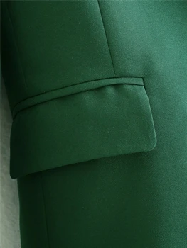 KRSB 2021 ZA Primăvară Sacou Femei de culoare Verde Închis High Street Costum de Mult Buzunar Un singur Buton Sacou Retro Stil Britanic