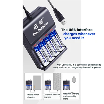Nr. 5 și Nr. 7 Încărcător de Baterie Cu variator de Lumina AAA/AA Încărcător 5V Patru Slot Încărcător USB
