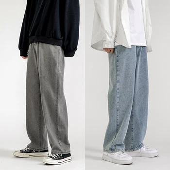 Blugi barbati de Moda Liber Drept Nou Casual Pantaloni Largi Picior Cowboy Mans Streetwear coreean Hip Hop Pantaloni 5 Culori