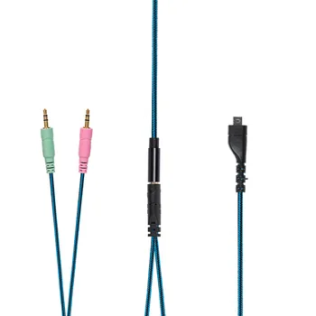 Potrivit pentru Steelseries Arctis 3 5 7 jocuri cască cablu albastru și negru dungi audio cablu 200cm