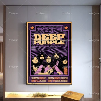 Deep Purple 1972 Concert Poster ,Muzica Retro Poster Acasă Minimalism Dormitor Decor Panza Pictura Arta De Perete Decor Acasă