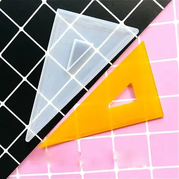 4 Forme De Silicon, Rășină Conducător Matrite Kit Manual Straignt Conducător Pătrat Rigle Triunghiulare Conducător Raportor Mucegai Art Craft