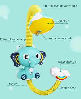 Baie De Rață De Jucării Pentru Copii Jocuri De Apa Model Elefant Robinet De Duș De Apă Electric Spray Jucărie Pentru Copii De Înot Baie Jucării Toddler