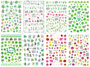 Arta Unghiilor Autocolante Frunze Verzi Manichiura Unghii De Design Decal Spate Adeziv Decor De Frunze De Plante Unghii Decalcomanii Autocolant Designer