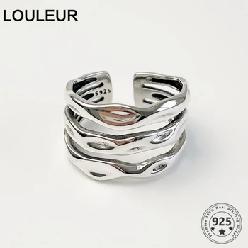 LouLeur Vintage Argint 925 Inel Cu Design Multi-Strat De Inele Pentru Femei Inel 2021 Tendință De Argint 925 De Bijuterii De Moda Coreeană