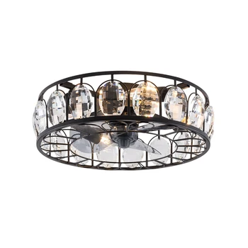 Fier celing fan lumina lămpii Rotative cristal AC 220V control de la Distanță negru, 48cm fanii lumini pentru casa de moda decorative Dormitor
