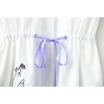 Plus Size 2XL-5XL Femei Bluza Alba cu Broderii Florale Blusas Supradimensionate Officewear Topuri