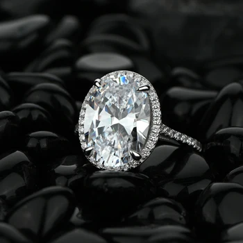 OEVAS Argint 925 Spumante 10*12mm Oval Ridicat de Carbon Diamant Inele de Nunta Pentru Femei Petrecerea de Logodna Bijuterii Fine