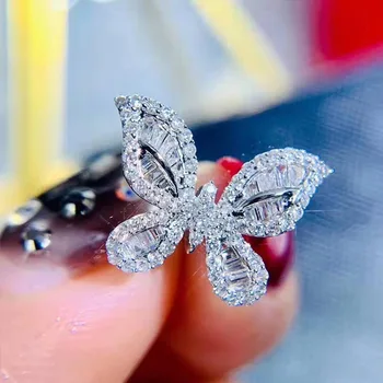 Personalitate alb zircon fluture inel Europene și Americane valul de moda retro inel vânt rece super fairy ring