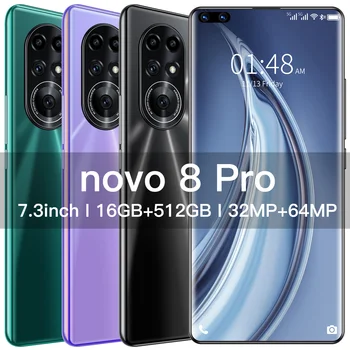 Novo8 Pro 7.3 Inch 16GB RAM 512GB ROM Andriod10 Smartphone GPS 10 Core MTK6889 Dual SIM 4G LTE 5G 6800mAh Mobile Telefoane mobile