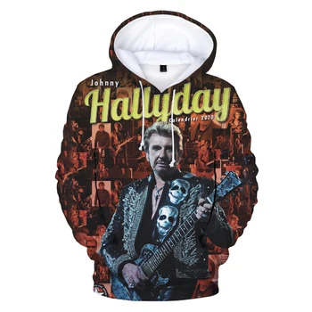 Mai nou Franța Cântăreț de Rock Johnny Hallyday 3D Printed Hanorac Unisex Harajuku Hip Hop Hoodies O-gât Polysester Pulover Straturi