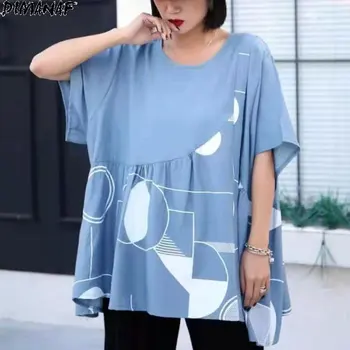 DIMANAF 2021 Supradimensionat Femei Bluza, Camasi cu Buline Mozaic Vintage Casual de Vara pentru Femeie Supradimensionat Coreea Stil Mare Tricouri