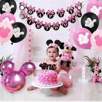 Disney Baby 1 Minnie Mouse-Petrecerea de Aniversare la Petrecerea de Ziua farfurie de hârtie balon de Partid Decor copii Tacamuri de unica folosinta Decor