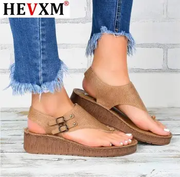 HEVXM 2020 Femei Sandale Fashion Catarama Curea Noua de Vara Casual Pene Deschide Pinch sandale Femei Pantofi Doamnelor Plus Dimensiune Sandale