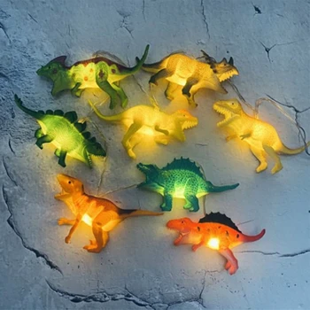 Hoolight Șir de Lumini Strălucitoare cu Dinozauri Realiste Dinozauri 20 de Lumină Led-uri copii Cadou Jucărie Super-Distractiv Dinozauri Lumini