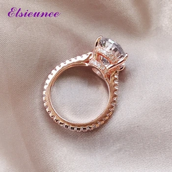 ELSIEUNEE Clasic din Aur Alb Aur roz Culoare Simulat Moissanite Inele cu Diamante pentru Femei S925 Argint Bijuterii Inel de en-Gros