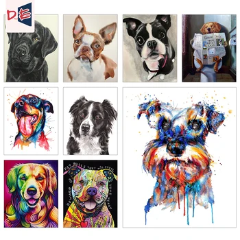 Tablou De Numărul Poza Câine Animal De Pe Panza Cu Cadru De Desen Pentru Adulti Vopsea Pe Bază De Acril Colorat Cu Numărul Home Decor De Arta