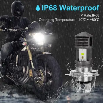 1buc Motocicleta H4 BA20D Motocicleta Bec Far 6SMD CSP Chips-uri LED 4000LM 6000K Alb Hi/Lo Fascicul de Lumină Scuter Moto