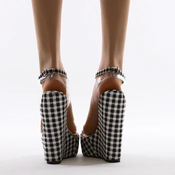 Super Tocuri inalte Sexy Pantofi de Partid de Moda Umbrelă Fund Gros Pene Femei Sandale Transparente din PVC Curea Glezna Pantofi de damă 2021