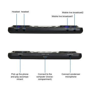 ALLOYSEED V300 Pro placa de Sunet Audio Live Streaming placa de Sunet Căști de 10 de Efecte Bluetooth4.0 Interfata Audio Mixer pentru Telefonul PC