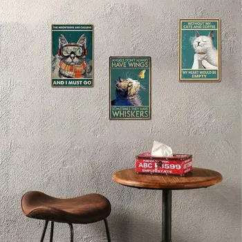 Plăci metalice Metal de Perete de Arta Animale de companie Decor pentru Bar Acasa Pisici Decoratiuni de Gradina în aer liber, Tin Semn Poster de Film Vintage Retro