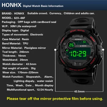 2019 Nou de Lux HONHX Mens Digital cu LED-uri Ceas Digital, Data, Alarma rezistent la apa Barbati Sport în aer liber, Ceas Electronic Ceas Dropshipping