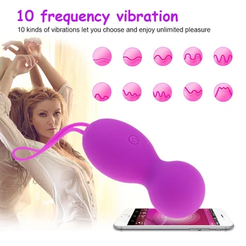 Femei 10 Frecvența Silicon Kegal Mingea Vibrator APP Bluetooth de la Distanță fără Fir de Control Vibrator Ou de G-spot Pizde Masaj jucarii Sexuale