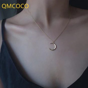 QMCOCO Nou Stil Colier din Argint 925 Doamnelor Modă Lanț Colier Moda Formă Luna Bijuterii Clavicula Colier