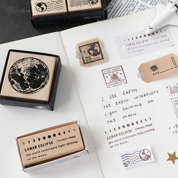 XINAHER Epocă Cosmice de călătorie luna eticheta timbru DIY din lemn de cauciuc timbre pentru scrapbooking papetărie scrapbooking standard de timbru