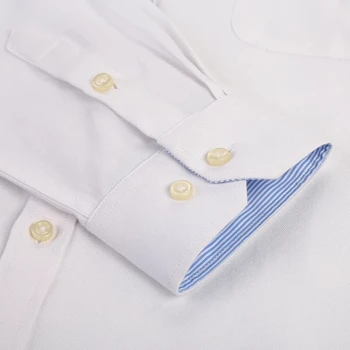 Bărbați pe Plus Dimensiune Casual Solid Oxford Dress Shirt Singur Patch-uri de Buzunar Maneca Lunga Regular-fit Button-down Gros Tricouri