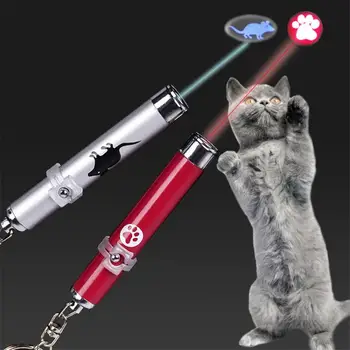 1 BUC Creative Pisică Jucărie cu Laser Teaser Pix cu Animație Luminoase Mouse-ul Laba de Imprimare Pește Uimitor de Amuzant Pisica animale de Companie Jucării LED Indicator Lumina
