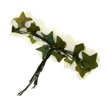 144pcs Mini Petite Hârtie Artificiale Boboci de Trandafir Flori DIY Meșteșug Nunta Decor Acasă, Fildeș