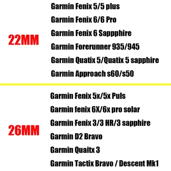 26MM 22MM Eliberare Rapidă Curea pentru Garmin Fenix 6X 5x Pro plus 3 HR solo buclă Watchband Pentru Fenix 6 Pro 5 plus Precursor 935/945