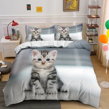 Minunate Animale Pisici de Pat Set Fular de Imprimare 3D de Lux Carpetă Acopere Set Home Decor Textil Adult Regina King Singură Dimensiune
