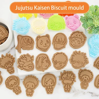 OLERD Desene animate Jujutsu Kaisen-o singură bucată Tăietori Cookie Set de Copt Apăsați Ștampila Embosser Zahăr sub formă de Pastă Tort DIY Panificatie Mucegai