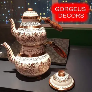 Turcă Cupru Ceainic Ceainic pentru Microunde și Ceai Oale Set - Inox Fluierat pentru Servirea și consumul de Ceai Filtru de Inaugurare