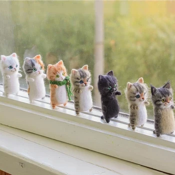 Kawaii Și Interesante Jucării lucrate Manual DIY Lână Simțit Cat Kituri Neterminate Papusa de Plus Poking Muzica Jucărie Cadou Non-Produs finit
