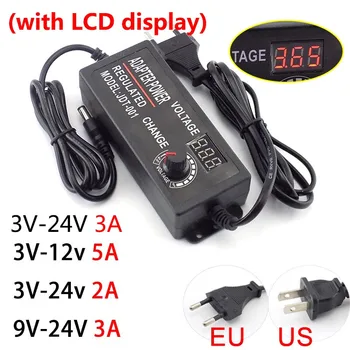 100 de 220V la 12V DC 3V 24V 9V 1A 2A 3A 5A Alimentare AC Adaptor UE Reglabile pentru Priza de perete pentru LED Strip Lumină Driver Adaptor CCTV