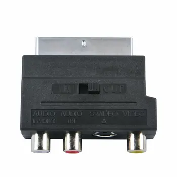 SCART Adaptor Bloc AV de La 3 RCA Phono Compozit, S-Video Cu In/Out Switch Scart la SVHS Adaptor pentru DVD Video Recorder