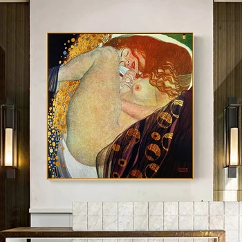 Celebrul Gustav Klimt Danae Panza Pictura Postere si Printuri Quadros Poze de Perete pentru Camera de zi Acasă Decorare Perete Cuadros