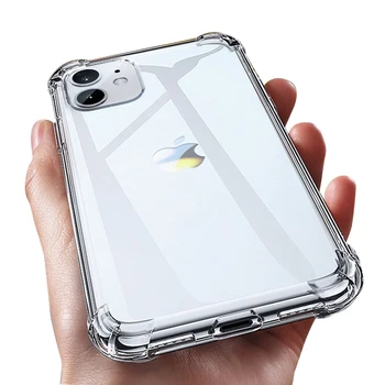De lux Transparent, rezistent la Șocuri Silicon de Caz Pentru iPhone 11 X Xr Xs Max Cazul 12 11 Pro Max 8 7 6s Plus SE Caz de Silicon Capac Spate