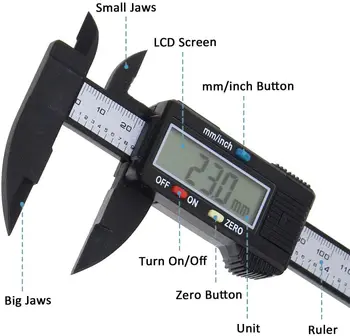 Digital cu Vernier, Șublere de 6 inch Electronice Șubler cu Vernier 100mm Șubler Micrometru Digital Riglă de Măsurare Instrument de 150 mm 0,1 mm