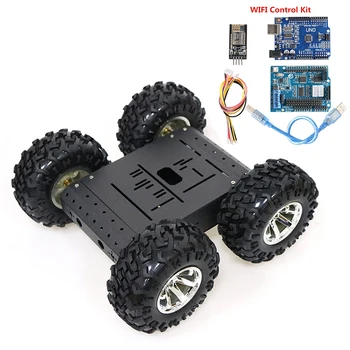 Cu Kit de Control C3R 4WD Robot Inteligent Șasiu Auto cu Negru Coajă din Aliaj de Aluminiu de Mare Capacitate de Încărcare DIY Jucărie RC pentru Arduino