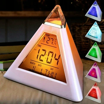 Colorate LCD Ceas cu Alarmă Lumini de Noapte Termometru Ceas de Perete Digital cu LED Lampa