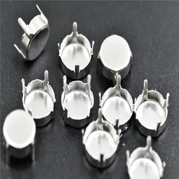 Fără Găuri Goale Gheara Setare pentru Bijuterii Lipit de Argint Lacrimi navette rotund