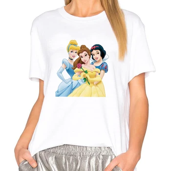 Disney Princess Femei Tricou Unisex Desene animate O-Neck T Shirt Sora Tricou Femei Streetwear Alb T-shirt Casual Tee Topuri
