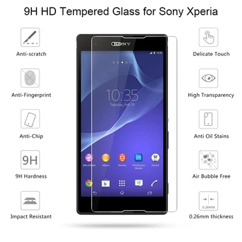 2 buc! Smartphone-Ecran de Sticlă Protector pentru Sony Xperia M5 M4 Aqua M2 de Sticlă de Protecție pentru Sony T3 T2 Ultra L2 L1 L
