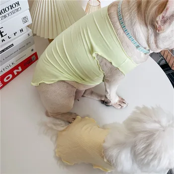 Vara câine respirabil culoare solidă simplu vesta de companie haine schnauzer Maltese mici și mijlocii câini